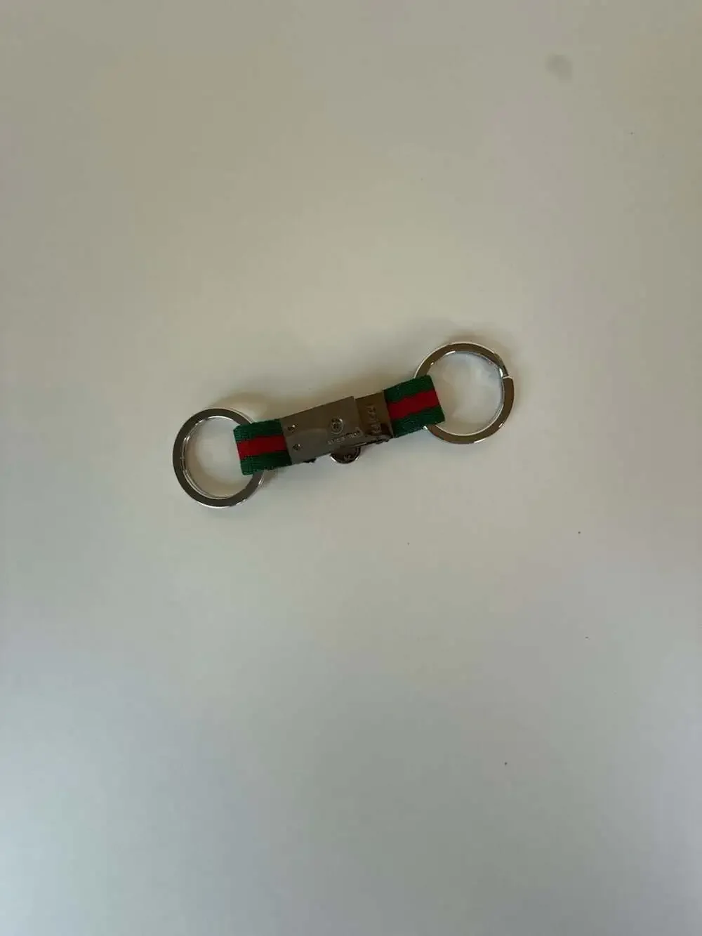 Gucci Web Stripe Push-Lock Keychain Key Fob